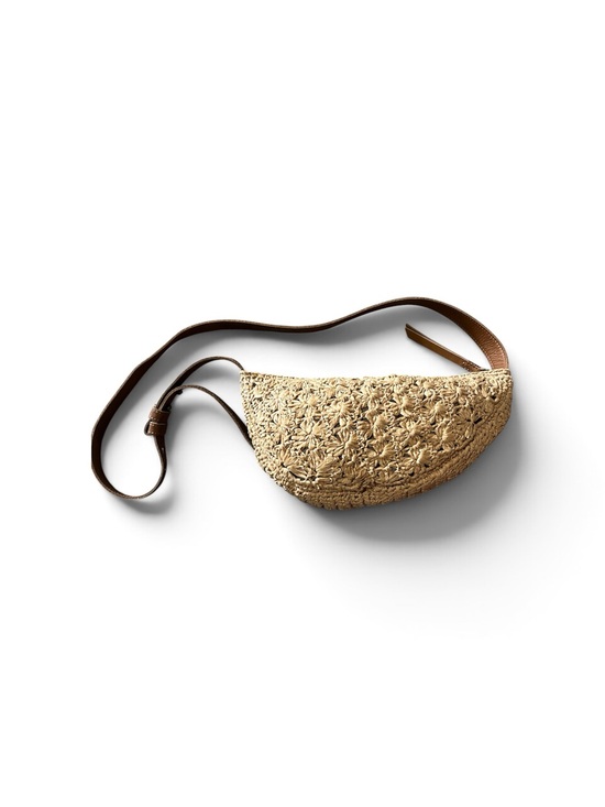 The Sak Handbags - The Sak Woven Straw Sling with Brown Leather Strap